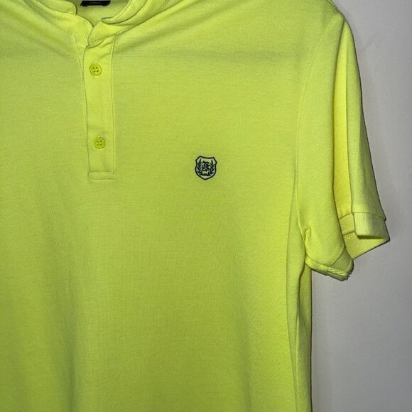 The Kooples Sport Mens Golf Polo Shirt Size Medium Neon Yellow Slim Fit Cotton - Picture 3 of 8